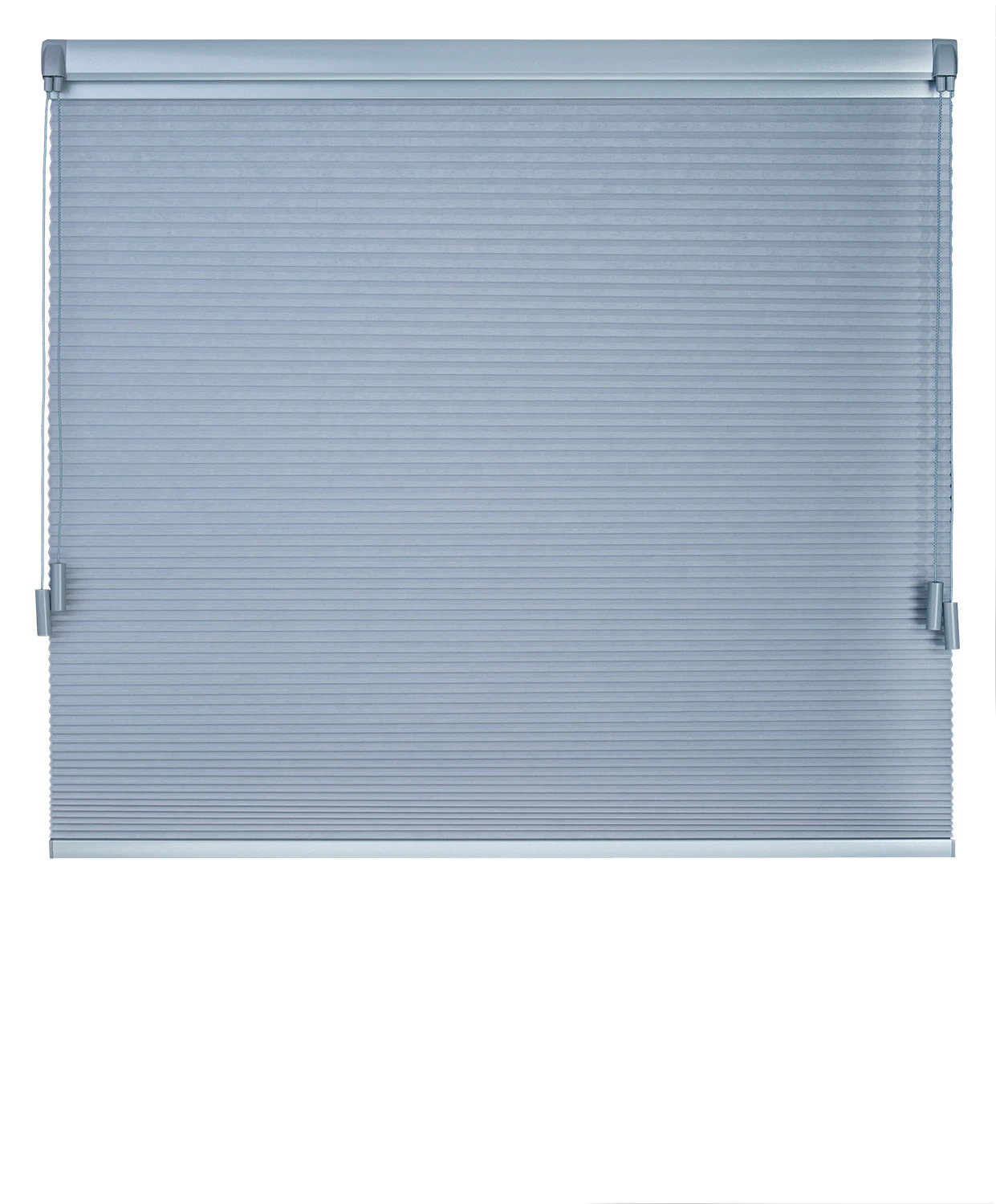 Vrijhangend Plisségordijn hoog opgehangen met Twin Pull systeem